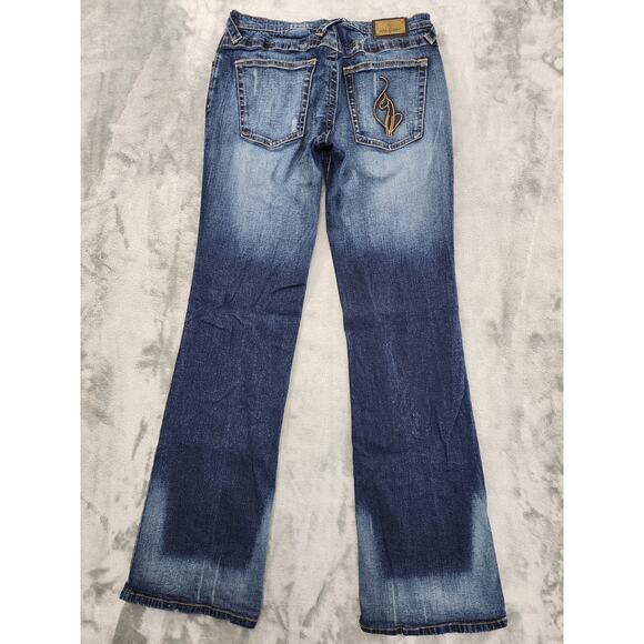 Vintage Y2K Baby Phat Jeans Womens 9 Juniors Blue Faded Low Rise Flare Stretch - Picture 6 of 16